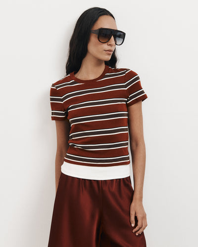 Short Sleeve Stripe Fitted T-Shirt