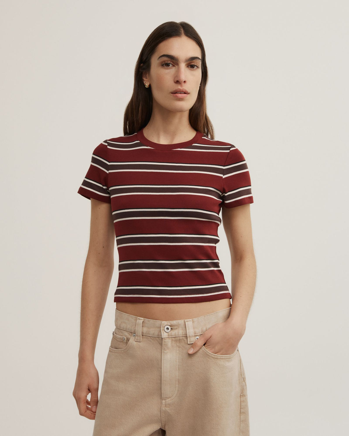 Short Sleeve Stripe Fitted T-Shirt