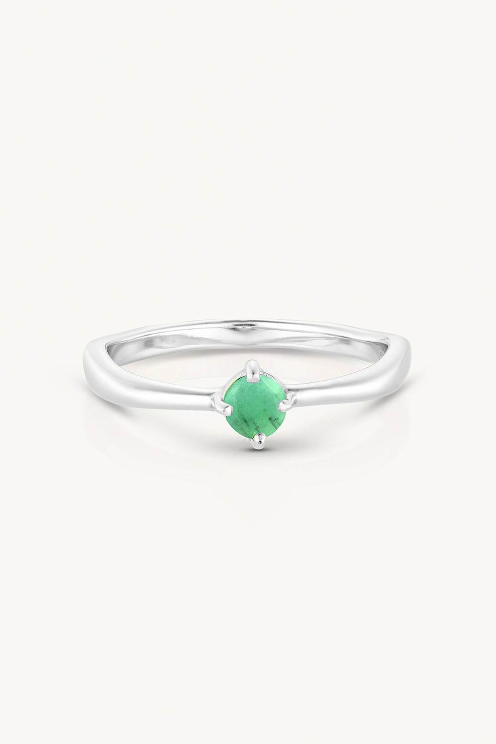 May Emerald Silver Birthstone Ring - Silver - image 1