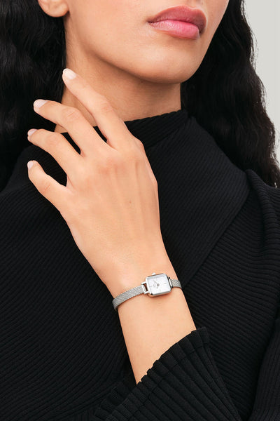 Quadro Mini 15x18 Sterling S White Watch - Silver - image 2