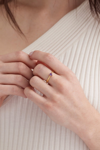 February Amethyst Gold Birthstone Ring - Gold - image 2