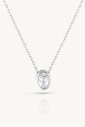 April Topaz Silver Oval Birthstone Necklace - Silver - image 1