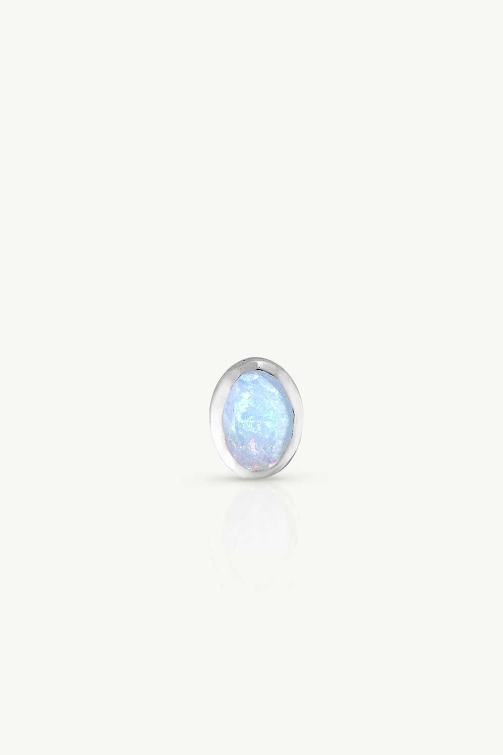 October Opal Silver Oval Birthstone Charm - Silver - image 1