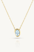 March Aquamarine Gold Oval Birthstone Necklace - Gold - image 1