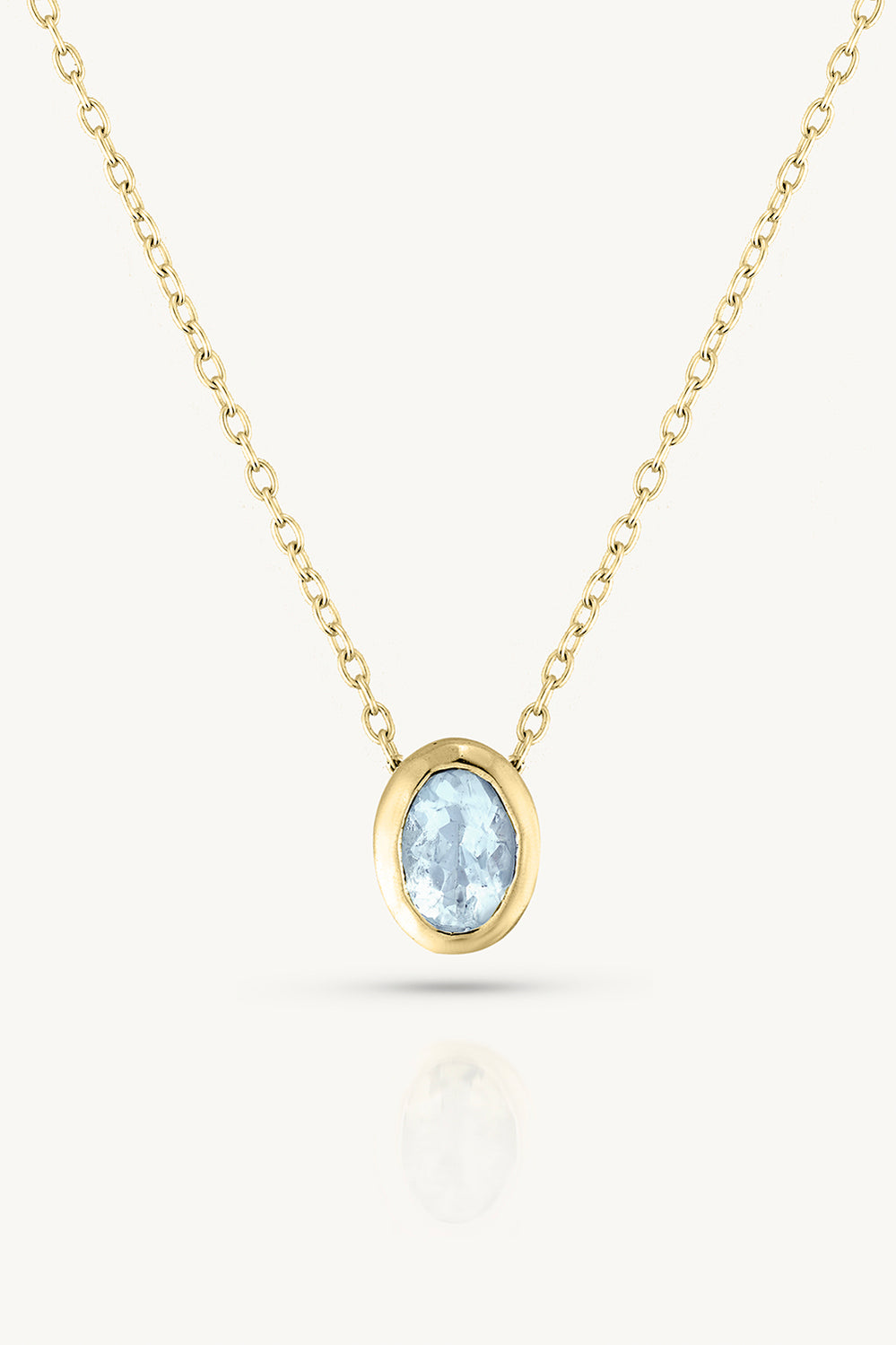 March Aquamarine Gold Oval Birthstone Necklace - Gold - image 1