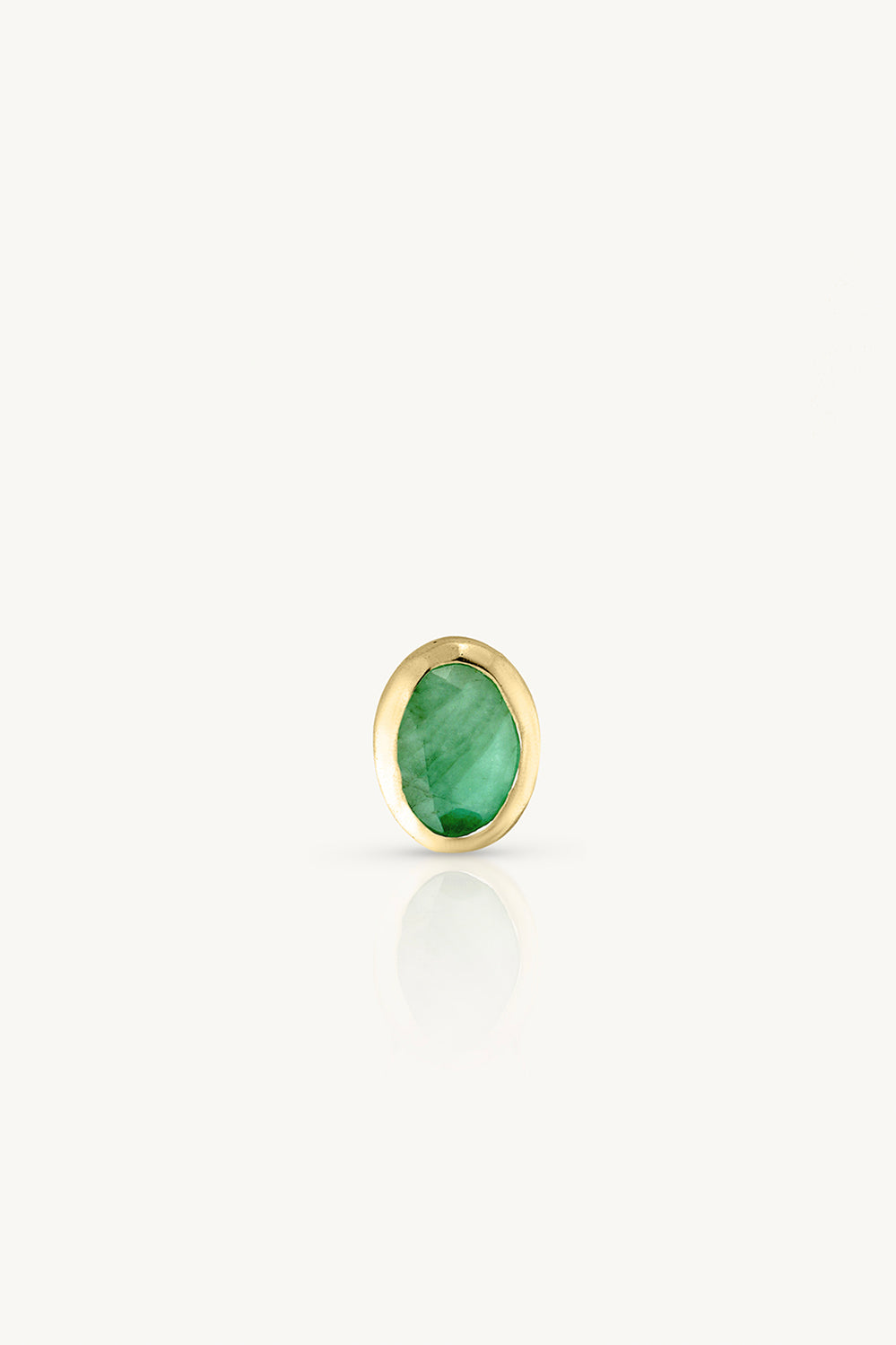 May Emerald Gold Oval Birthstone Charm - Gold - image 1