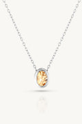 November Citrine Silver Oval Birthstone Necklace - Silver - image 1