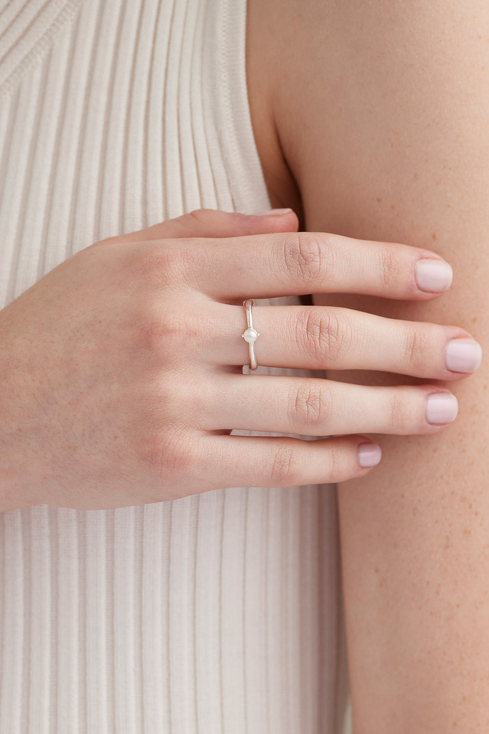 June Pearl Silver Birthstone Ring - Silver - image 2