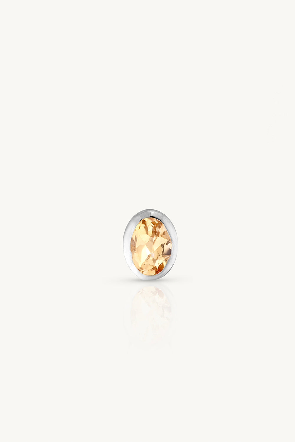 November Citrine Silver Oval Birthstone Charm - Silver - image 1