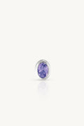 December Tanzanite Silver Oval Birthstone Charm - Silver - image 1
