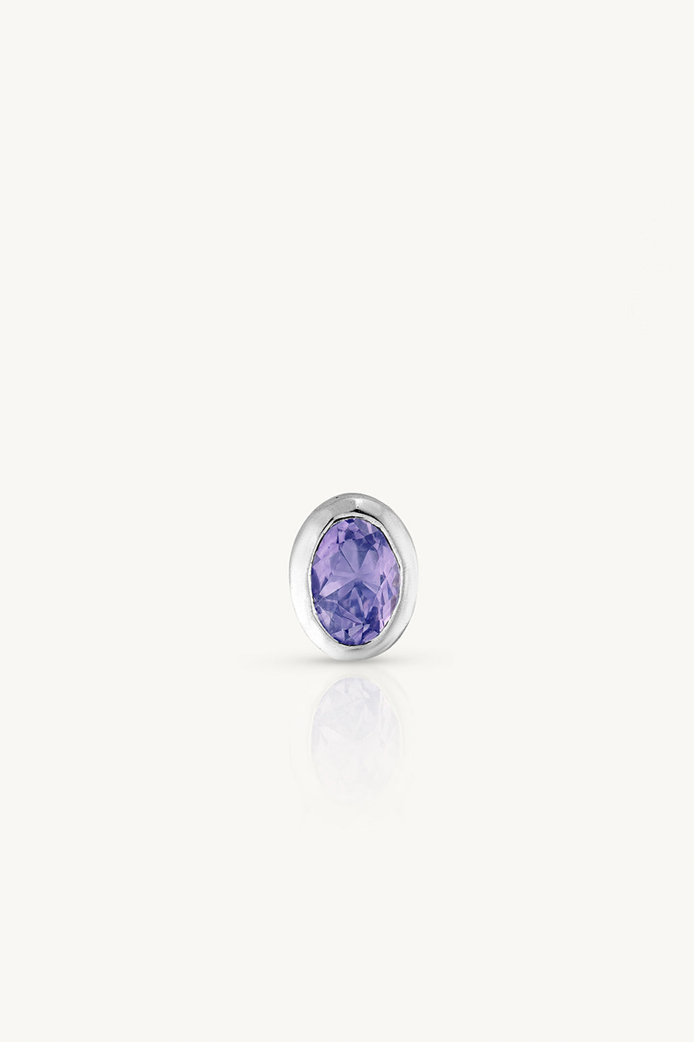 December Tanzanite Silver Oval Birthstone Charm - Silver - image 1