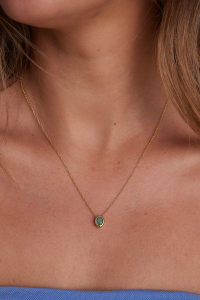 May Emerald Gold Oval Birthstone Charm - Gold - image 2