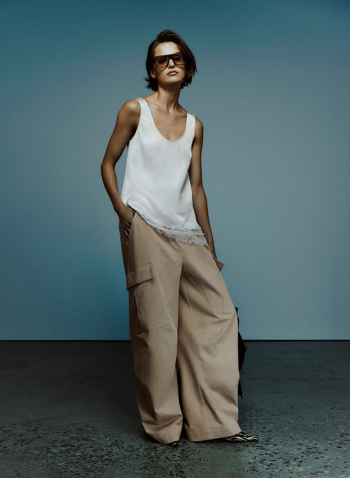 Witchery Equilibrium September 2026 campaign - Lace Hem Tank Top outfit