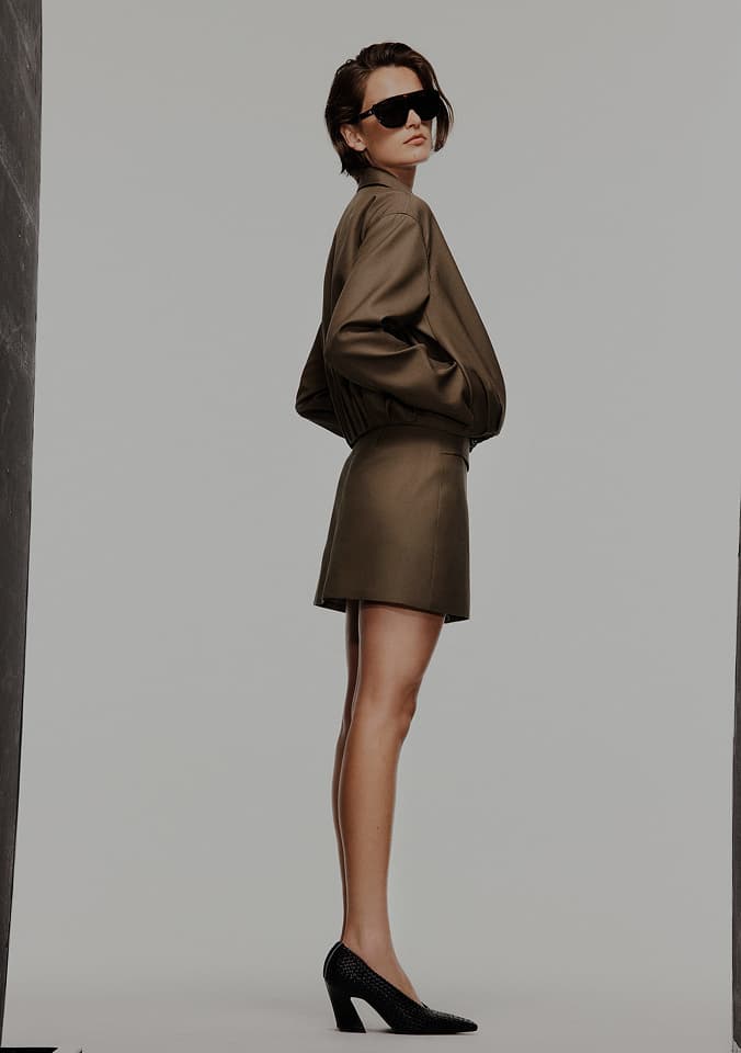 Witchery Equilibrium September 2026 campaign - Gathered Hem Bomber Jacket look 2